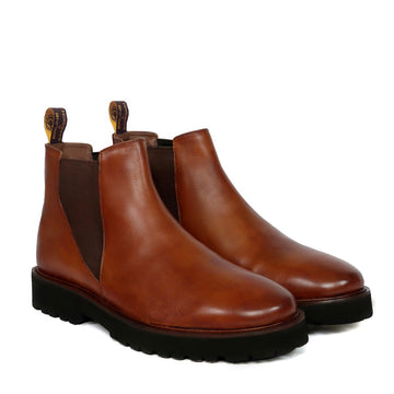 Men's Chelsea Leather Boots with Customized Chunky Sole
