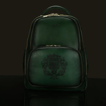 Customized Golden Metal Zipper Leather Backpack
