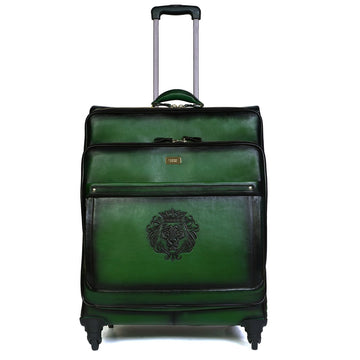 Customized Extra Large Strolley Bag in Green Genuine Leather