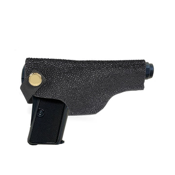 Ammo cover With Belt in Black Sting Ray Leather