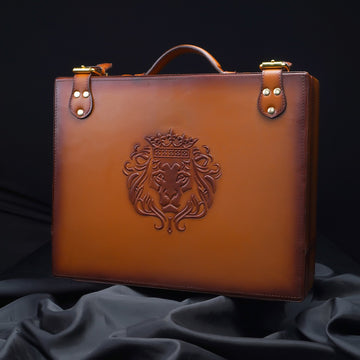 Premium Handcrafted Leather Revolver Briefcase with Utility Compartments