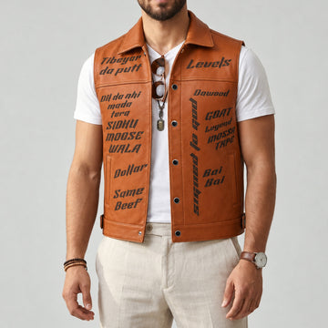 The Moosewala Edition — Laser Engraved Leather Vest