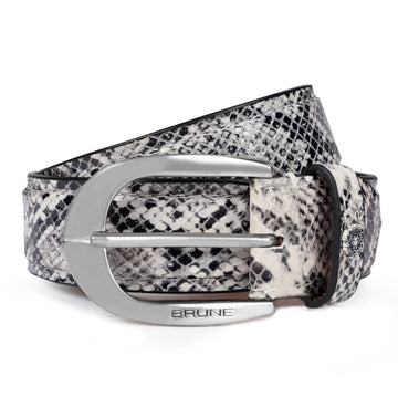 Snake Textured Belt in Silver Oval Shape Buckle