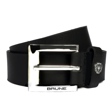 Heavy Duty Belt Black Thick Leather Silver Square Buckle By Brune & Bareskin