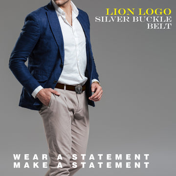 Detachable Signature Lion Logo Buckle Belt in Dark Brown Genuine Leather