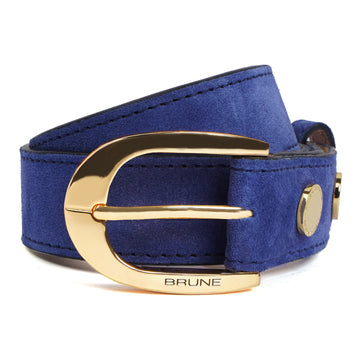 Detachable Buckle Belt in Blue Suede Leather