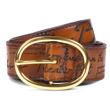 Tan Premium Full Grain Leather Laser-Engraved Belt