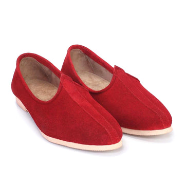 Men's Red Suede Leather Jalsa With Beige Sole