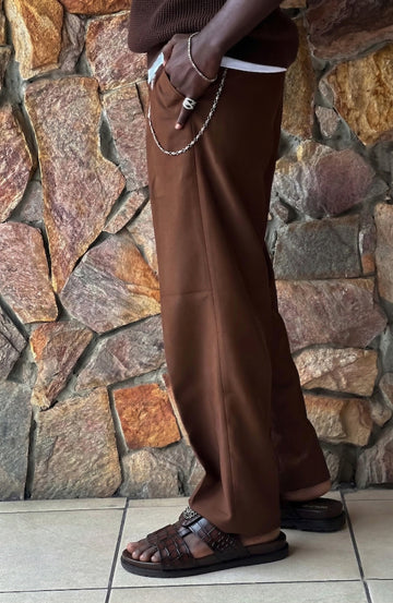 Pass Through Broader Toe Strap Leather Slippers in Dark Brown Leather