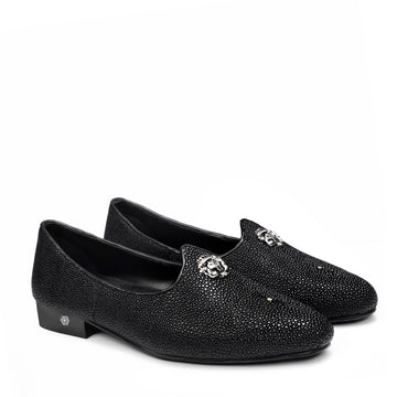 Exotic Black Jalsa Jutti in StingRay