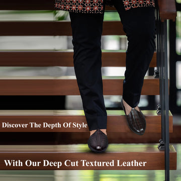 Traditional Wear Jalsa Jutti in Deep Cut dark Brown Leather