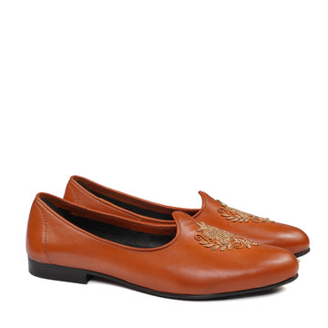 Ethnic Tan Leather Zardosi Jalsa