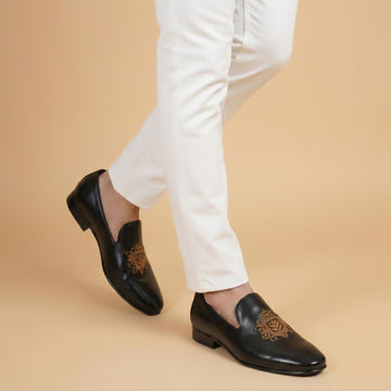 Golden Crest Black Full Grain Leather Slip-On