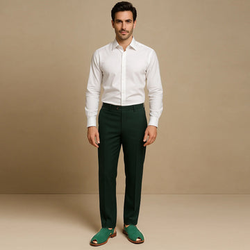 Light Weight Green Peshawari Peep-toe Sandals in Suede Leather