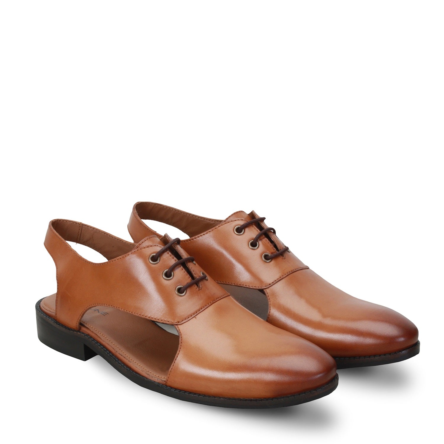 Hand Made Tan Genuine Leather Formal Lace-Up Sandals