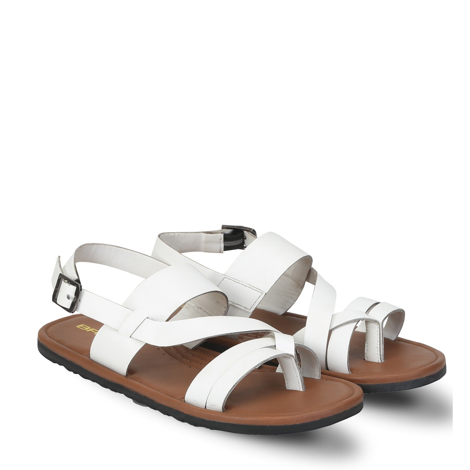 White Genuine Leather Sandals By Brune & Bareskin