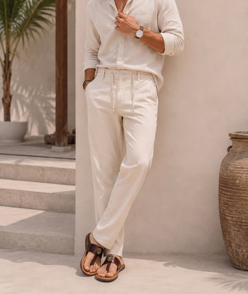 T-Strap Leather Slide-in Slippers with Tan-Brown Strap