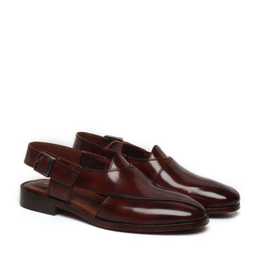 Cross Design  Peshawari Sandals in Dark Brown Leather