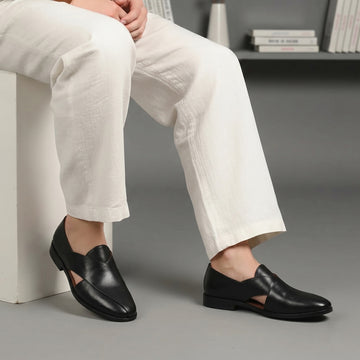 Black Cross Design Peshawari Sandals