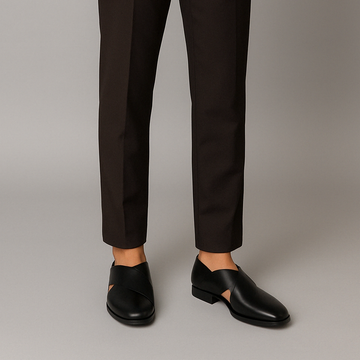 Black Cross Design Peshawari Sandals