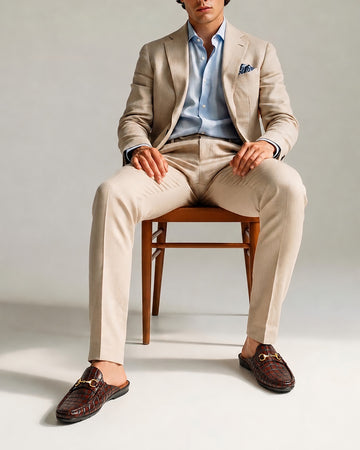Cognac Deep Cut Croco With Horsebit Detailing Leather Mules by Brune & Bareskin