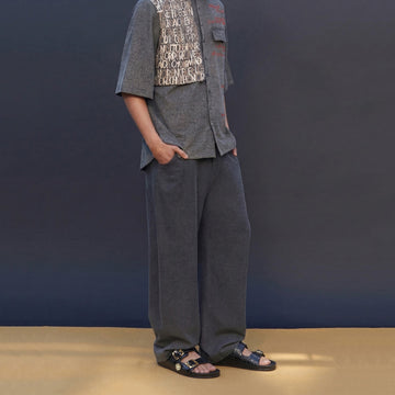 Adjustable Buckle Slide-in Slippers in Black Croco Textured Leather