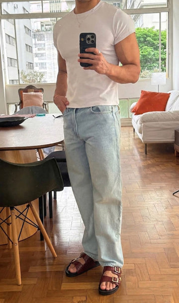 Adjustable Buckle Slipper in Wine Deep Cut Leather