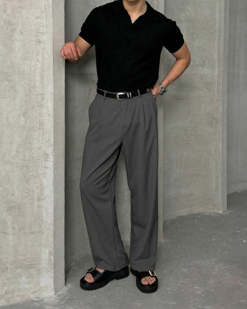 Chunky Sole Slide-in Slippers in Black Cut Croco Textured Leather