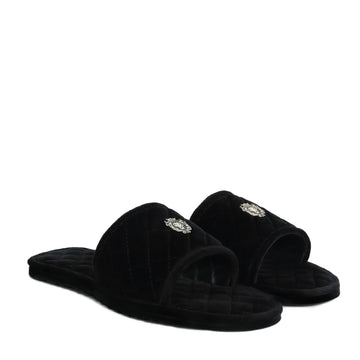 Super Soft Slide-in Slippers in Black Italian Velvet