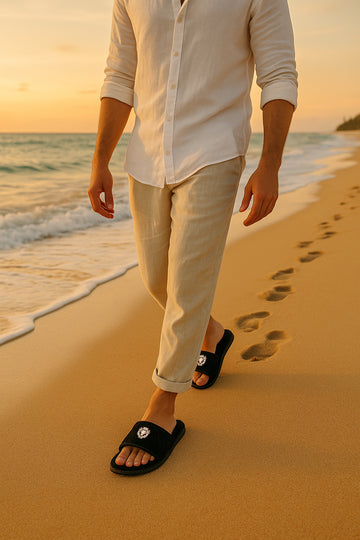 Super Soft Slide-in Slippers in Black Italian Velvet