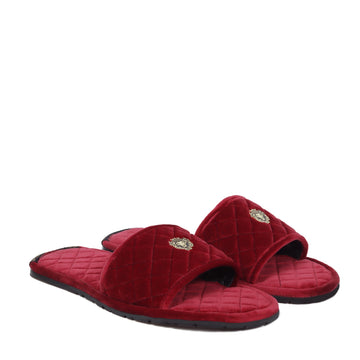 Super Soft  Slide-in Slippers in Red Italian Velvet