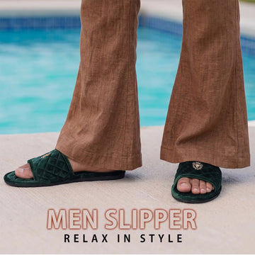 Green Italian Velvet Slide-in Slippers