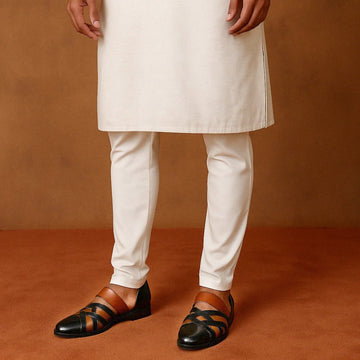 Ethnic Peshawari Sandals with Classic Cross Strapped Black & Tan Leather