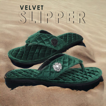 Green V-Strap Slide-in Slippers