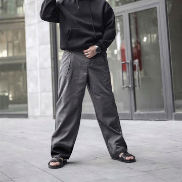 Broader Toe Strap Slippers in Black Leather