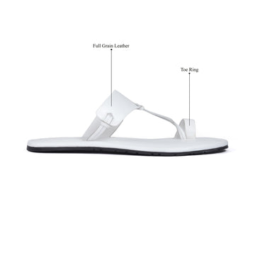 White Double Strap Loop Knot Slide-in Slipper