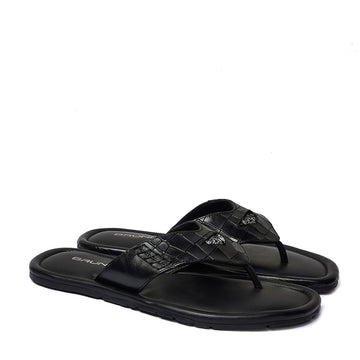 Gunmetal Replaceable Lion Penny Slipper in Black Leather