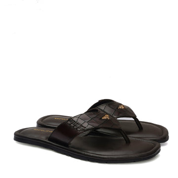Replaceable Penny V-Strapped Dark Brown Slide-in Slipper