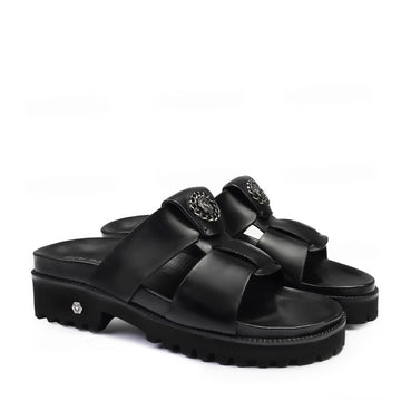 Comfy Black Super Chunky Slide-in Slippers