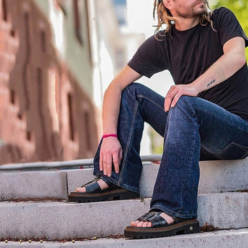 Deep Cut Croco Thick Thread Black Super Chunky Slide-in Slippers.