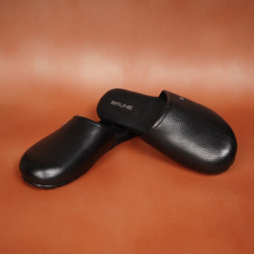 Black Textured Slippers with 3D Lion Logo