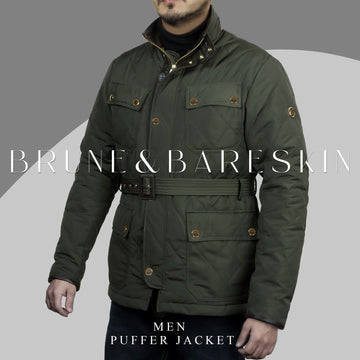 Safari Green Puffer Jacket by Brune & Bareskin