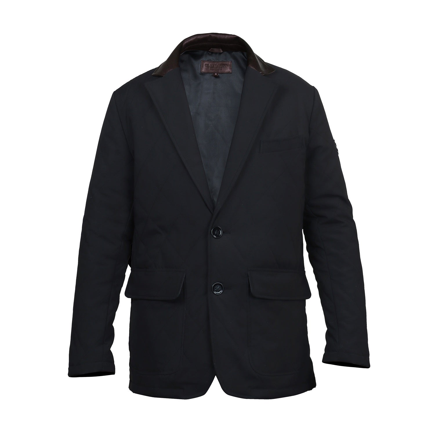 Black Buttoned Style Lapel Collar Men Puffer Blazer Coat & Jacket