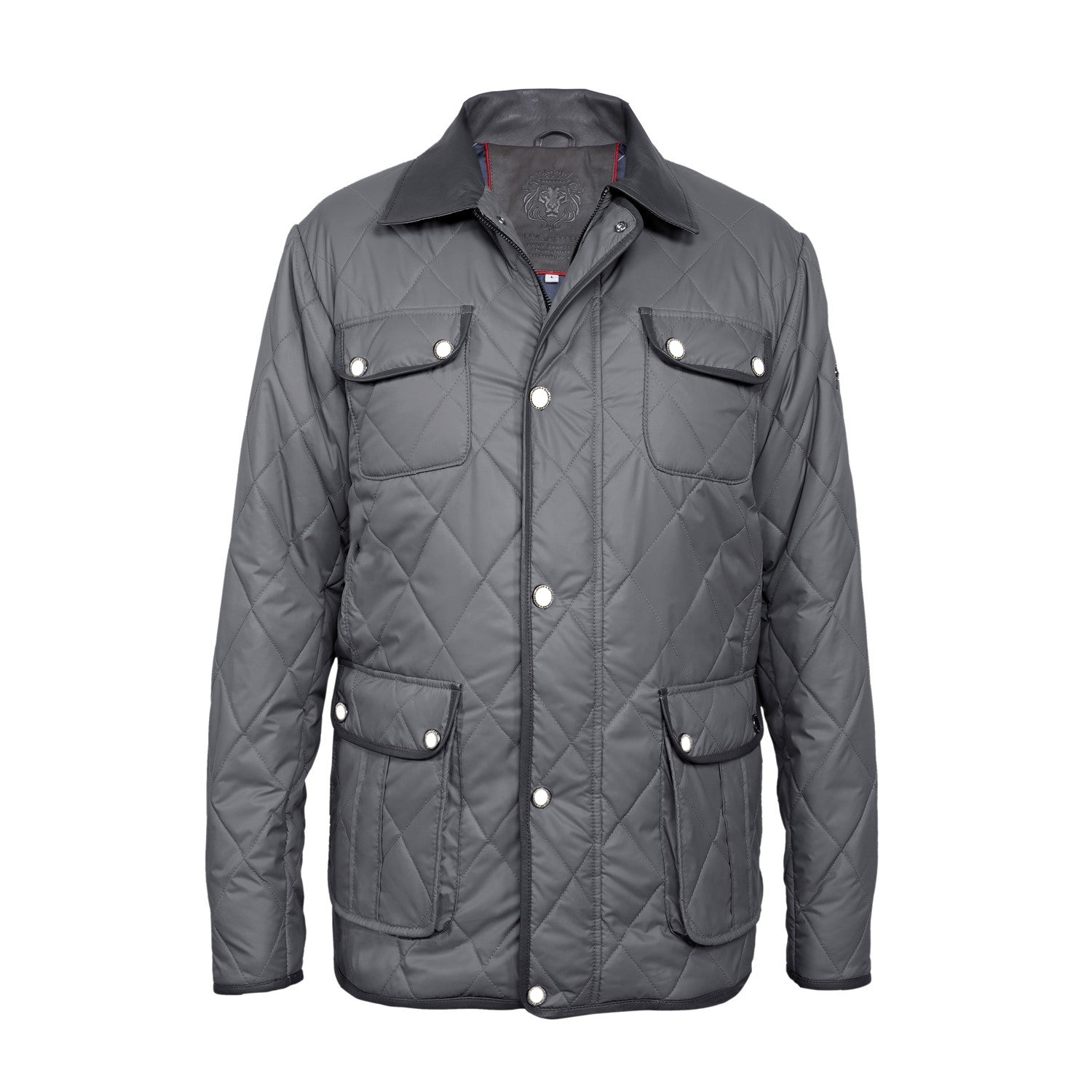 Grey Diamond-Stitched Puffer Jacket
