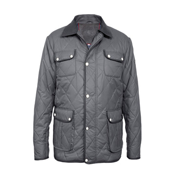 Grey Diamond-Stitched Puffer Jacket