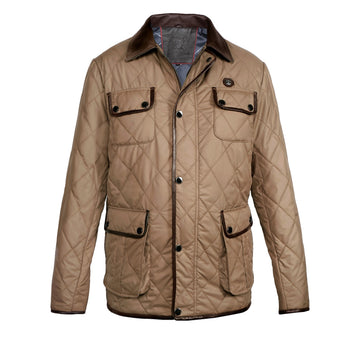 Dark Brown Diamond-Stitched Puffer Jacket