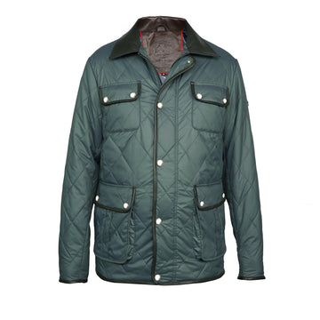 Green Diamond-Stitched Puffer Jacket