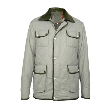 Mint Green Diamond-Stitched Puffer Jacket