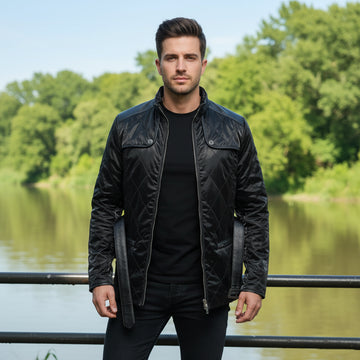 Black Premium Metallic Finish Jacket with 3D Lion Logo