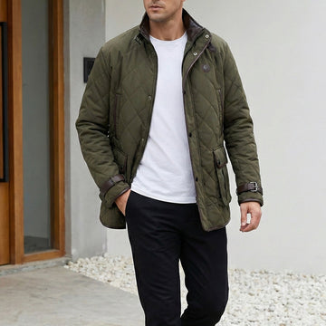 Contrasting Green-Dark Brown Puffer Coat Jacket by Brune & Bareskin